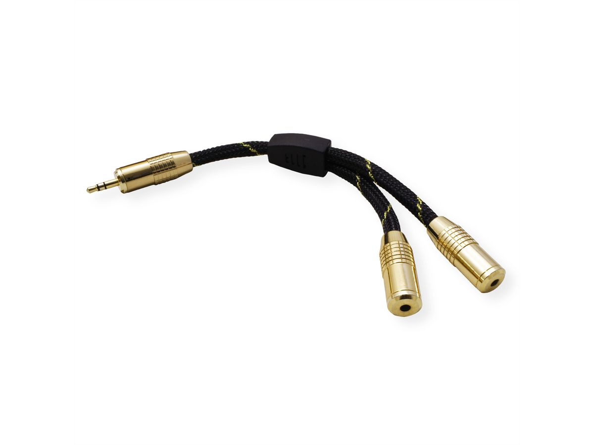 ROLINE GOLD 3,5mm Adapterkabel (1x ST, 2x BU), 0,15m