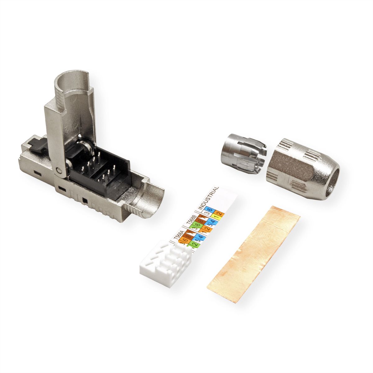 ROLINE feldkonfektionierbarer RJ-45 Stecker Cat.6A (Class EA), STP, silberfarben