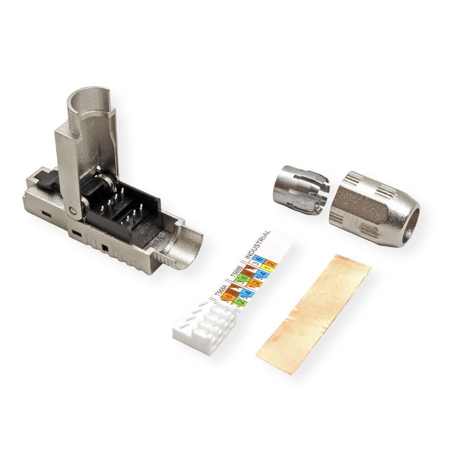 ROLINE feldkonfektionierbarer RJ-45 Stecker Cat.6A (Class EA), STP, silberfarben