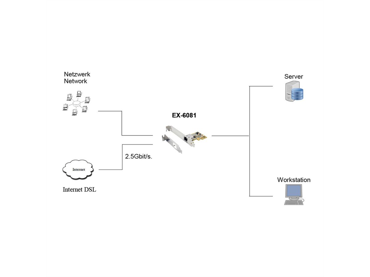 EXYSY EX-6081 2.5 Gigabit PCIe Netzwerk-Karte (Realtek Chip-Set)