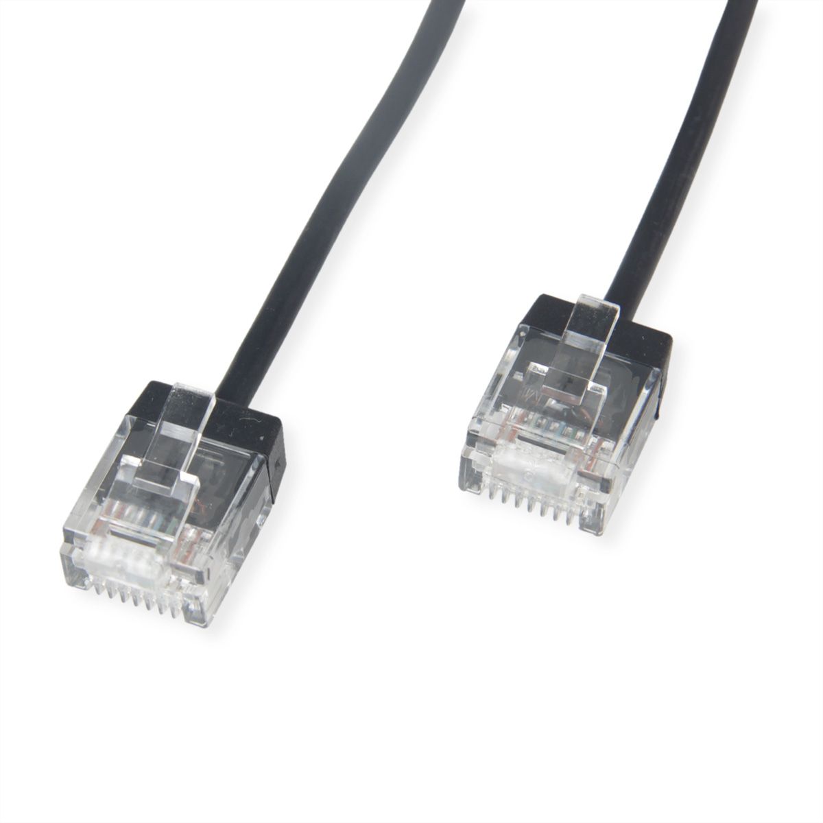 ROLINE UTP DataCenter Patchkabel Cat.6A (Class EA), LSOH, slim, extra kurzer Stecker, schwarz, 2 m