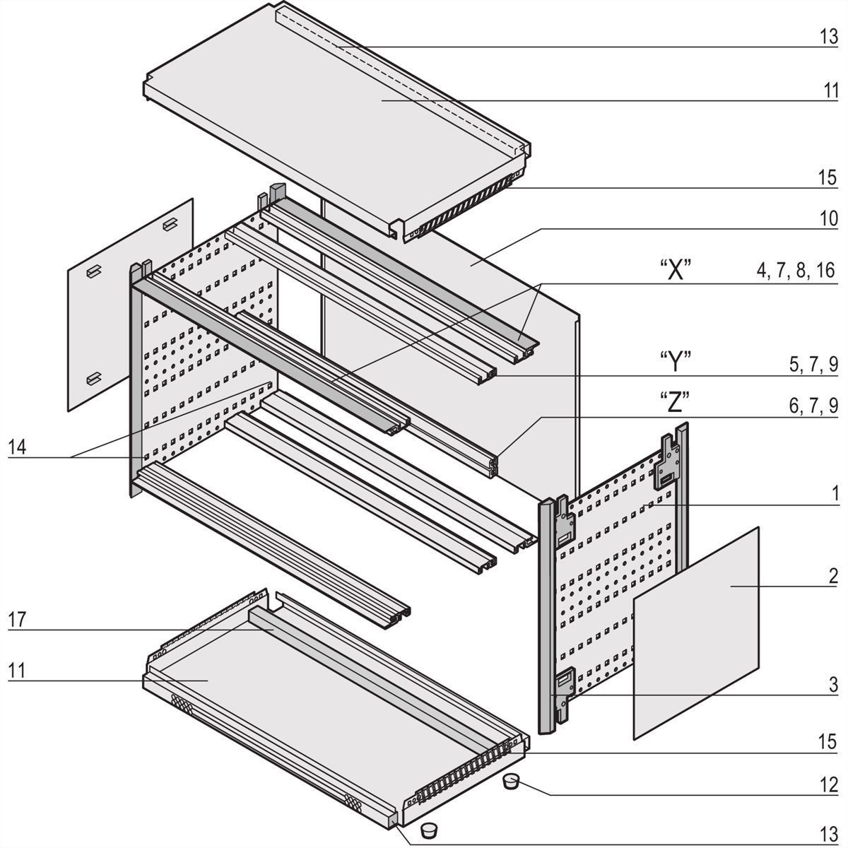 SCHROFF ratiopacPRO air Komplettgehäuse - RAT.PRO AIR 3/4HE 28TE 255T