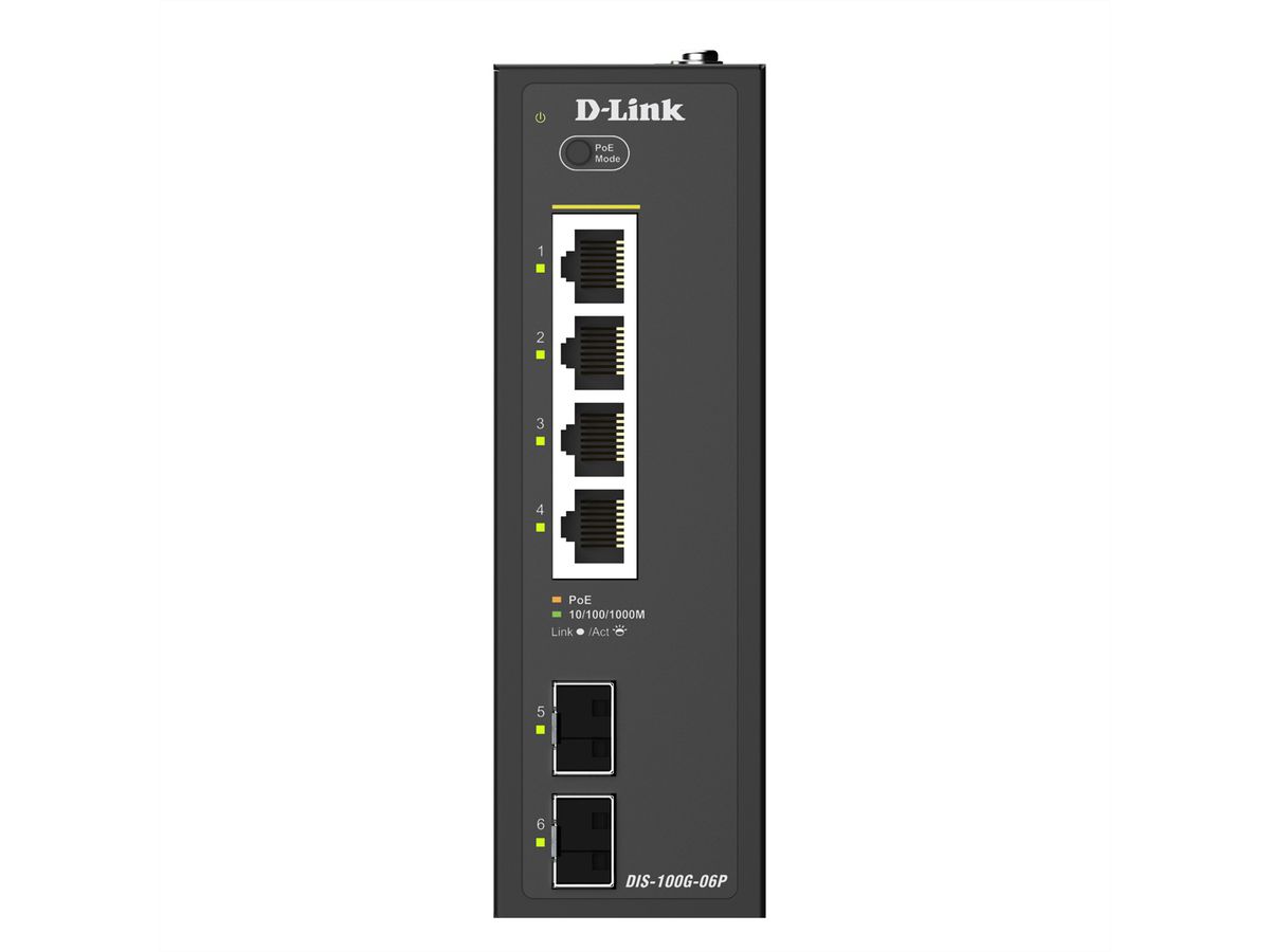 D-Link DIS-100G-06P 6Port Gigabit Switch Industrial PoE 4x Rj45 + 2x SFP
