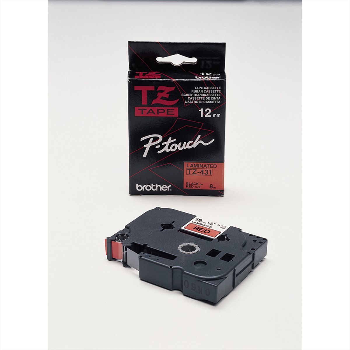 BROTHER TZe-431 Schriftband 12 mm laminiert rot/schwarz