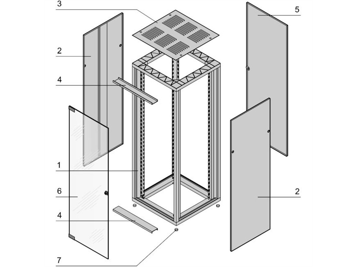 SCHROFF 19"-Schrank mit Front- und Rücktür - EUROR.19"38HE 600B 600T 7021