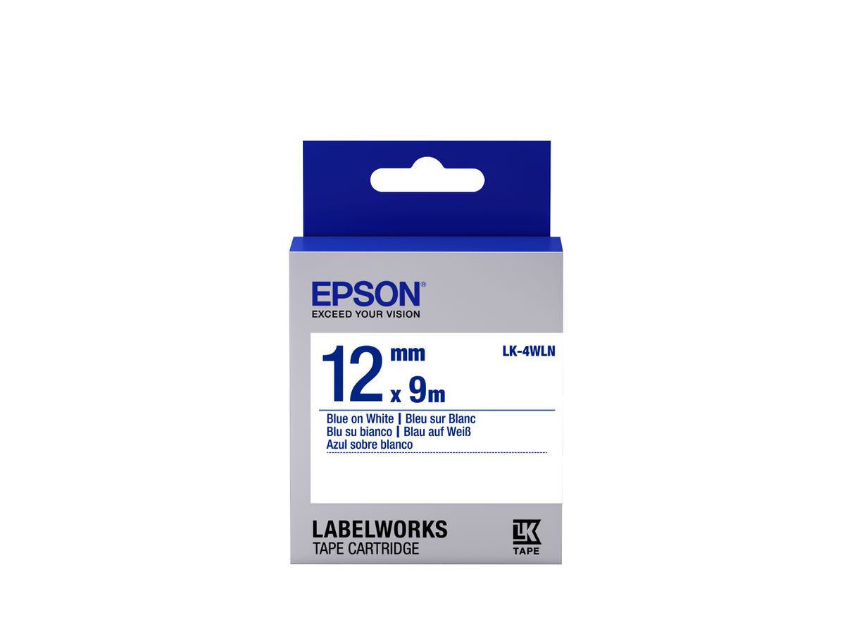 Epson Etikettenkassette LK-4WLN - Standard - blau auf weiß - 12mmx9m Etiketten erstellendes Band