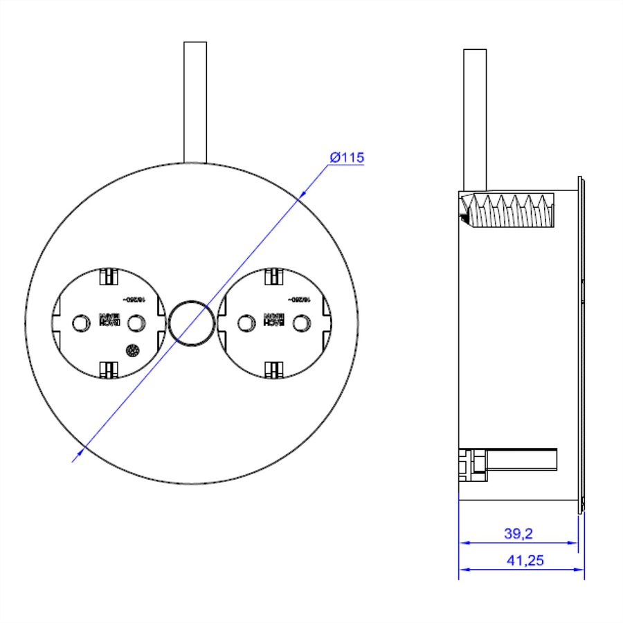 BACHMANN TWIST 2S 2x Schutzkontakt, Schutzkontakt-Montagestecker, silberfarben, 2 m