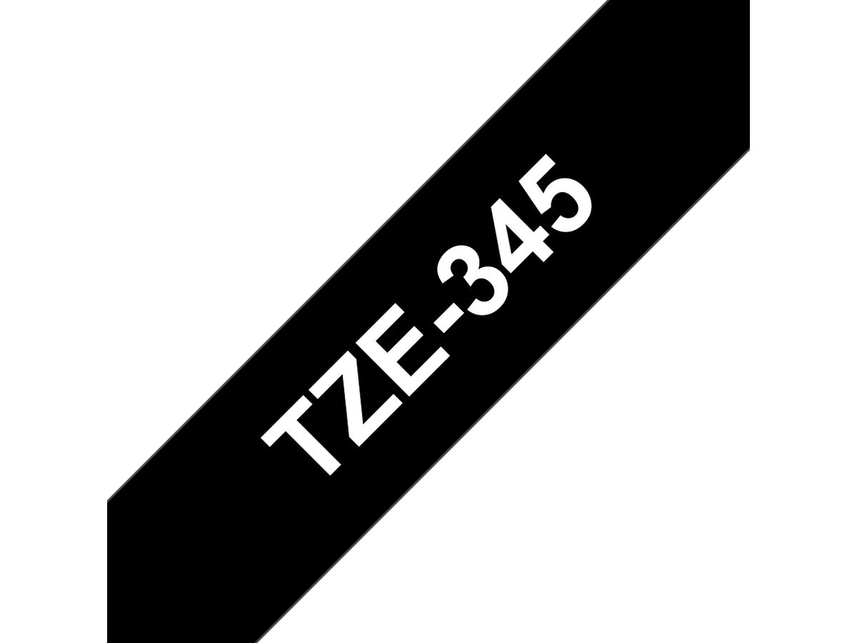 Brother TZE-345 Etiketten erstellendes Band Weiss auf Schwarz
