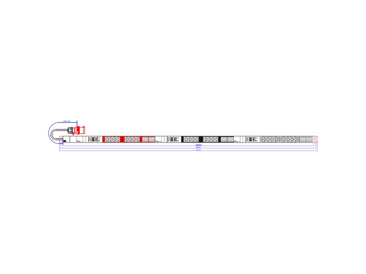 BACHMANN IT PDU ALU 1HE 24x C13 6x C19 2LS CEE 3x32A rot