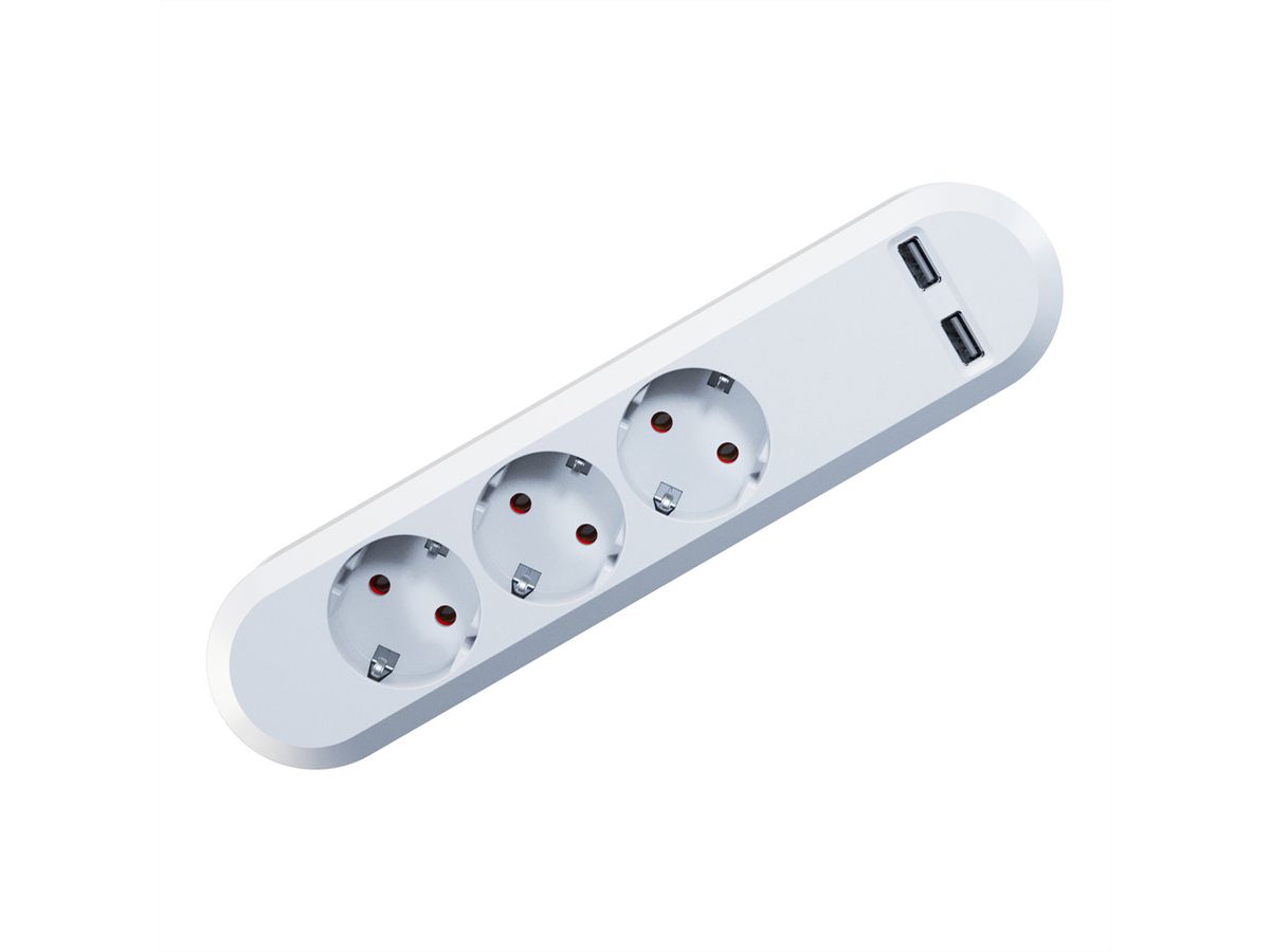 BACHMANN SMART Steckdosenleiste 3x Schutzkontakt, 2x USB Charger 5VDC 3,1 A, weiß