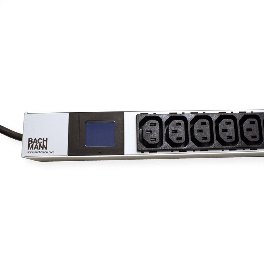 BACHMANN BN0500 19" PDU 1HE 16xC13 4xC19, Leistungsmessung, Anschluss CEE 16A, blau