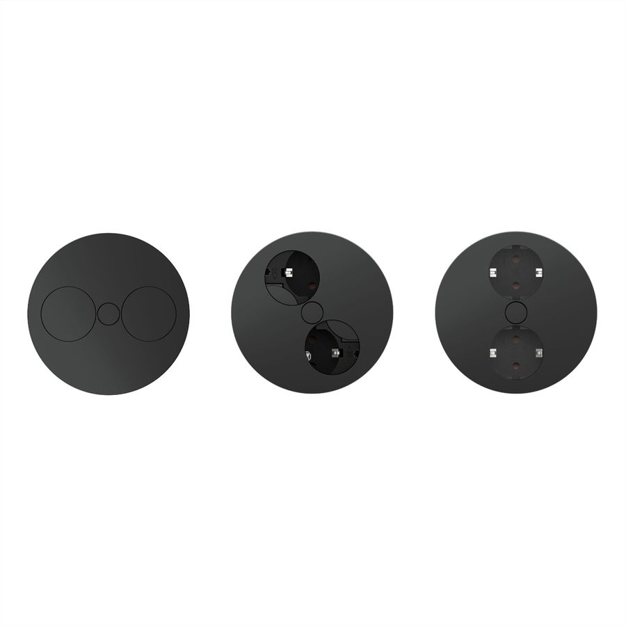 BACHMANN TWIST 2x Schutzkontakt, Aderendhülsen, Schutzkontaktmontagestecker, schwarz, 2 m
