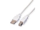 VALUE USB 2.0 Kabel, Typ A-B, weiß, 3 m