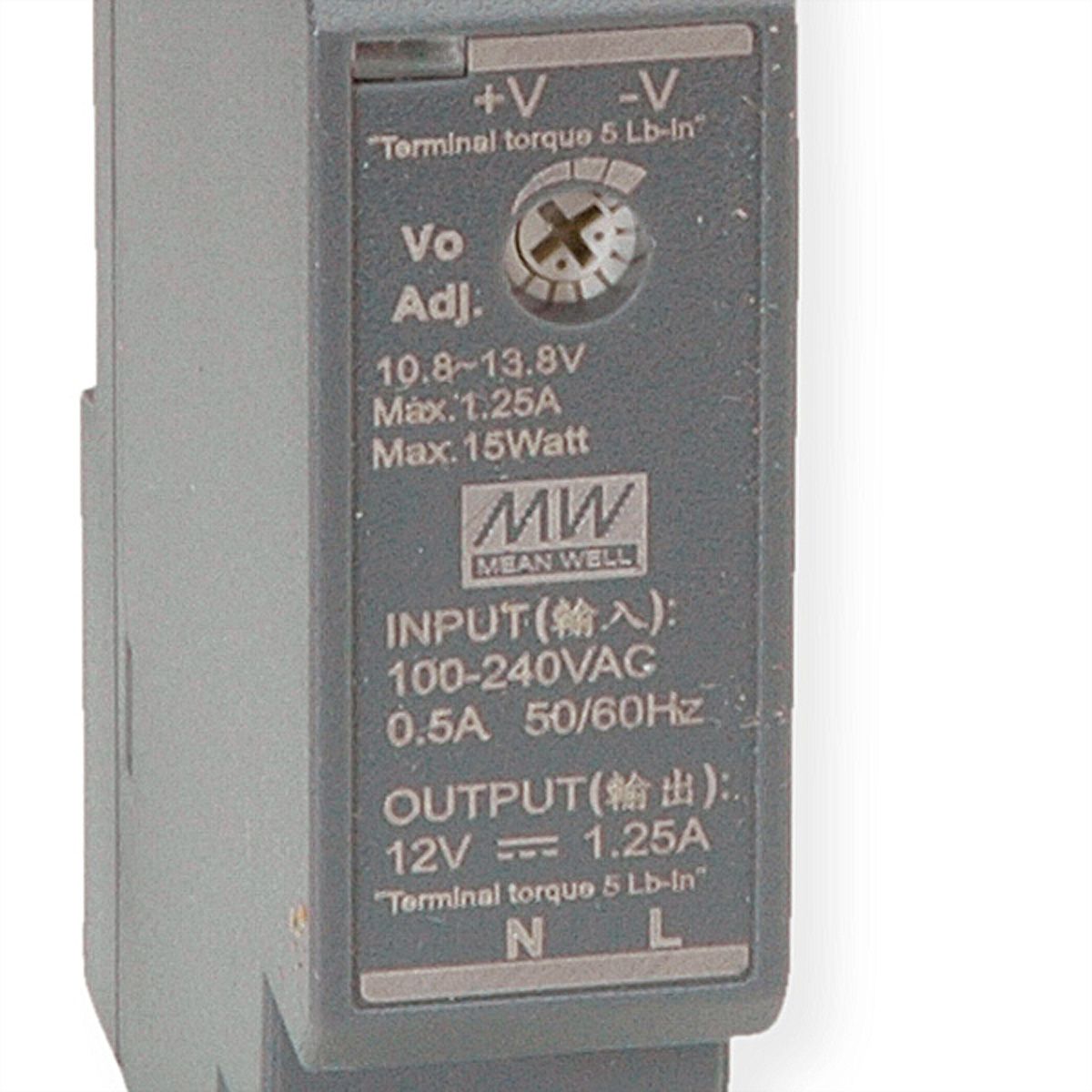 MEAN WELL HDR-15-12 Hutschienennetzteil 15W 12V DC, anthrazit