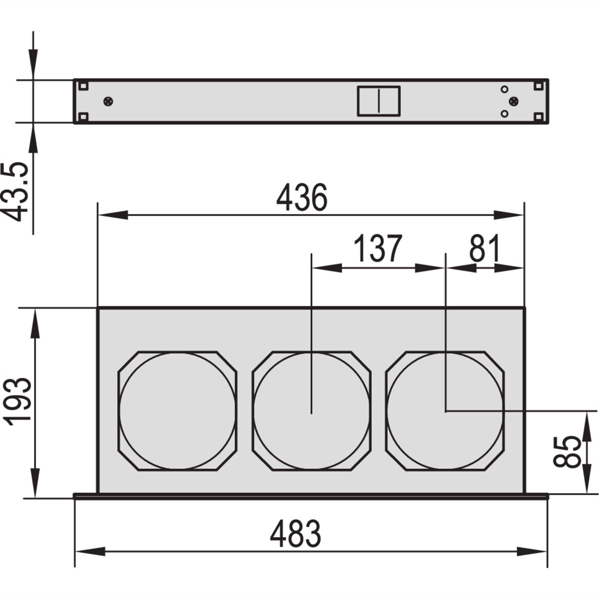 SCHROFF 19" Umlüfter, 3 Ventilatoren, 1 HE - UMLUEFTER 19"M.SCH. 230V