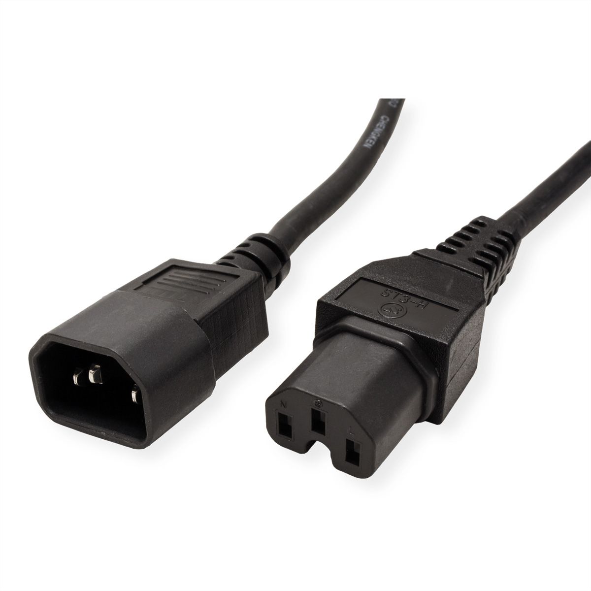 VALUE Netzkabel IEC320/C14 Stecker - C15 Buchse, H05RN-F, schwarz, 0,5 m