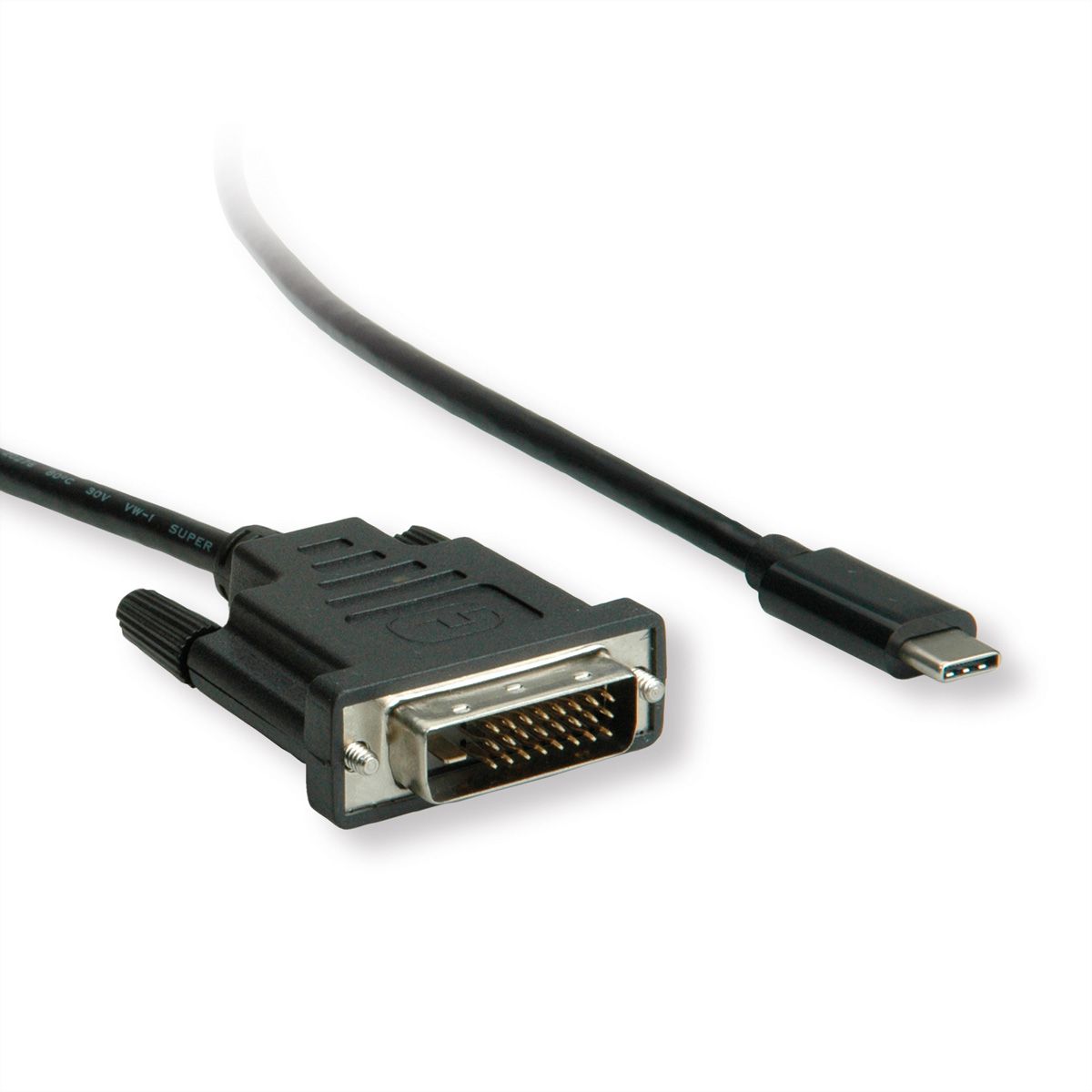 ROLINE USB Typ C - DVI Adapterkabel, ST/ST, 2 m