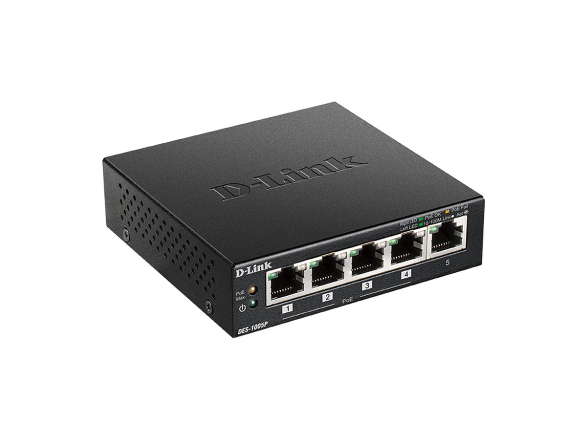 D-Link DES-1005P 5-port PoE Fast Ethernet Desktop Switch