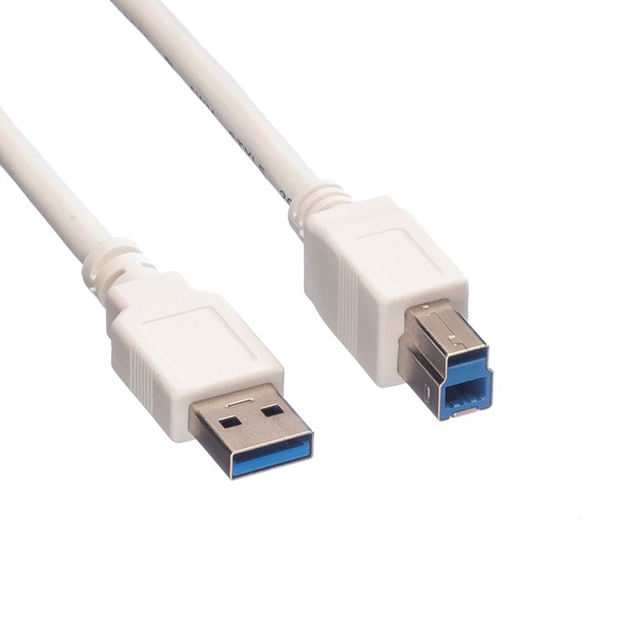 VALUE USB 3.2 Gen 1 Kabel, Typ A-B, weiß, 3 m