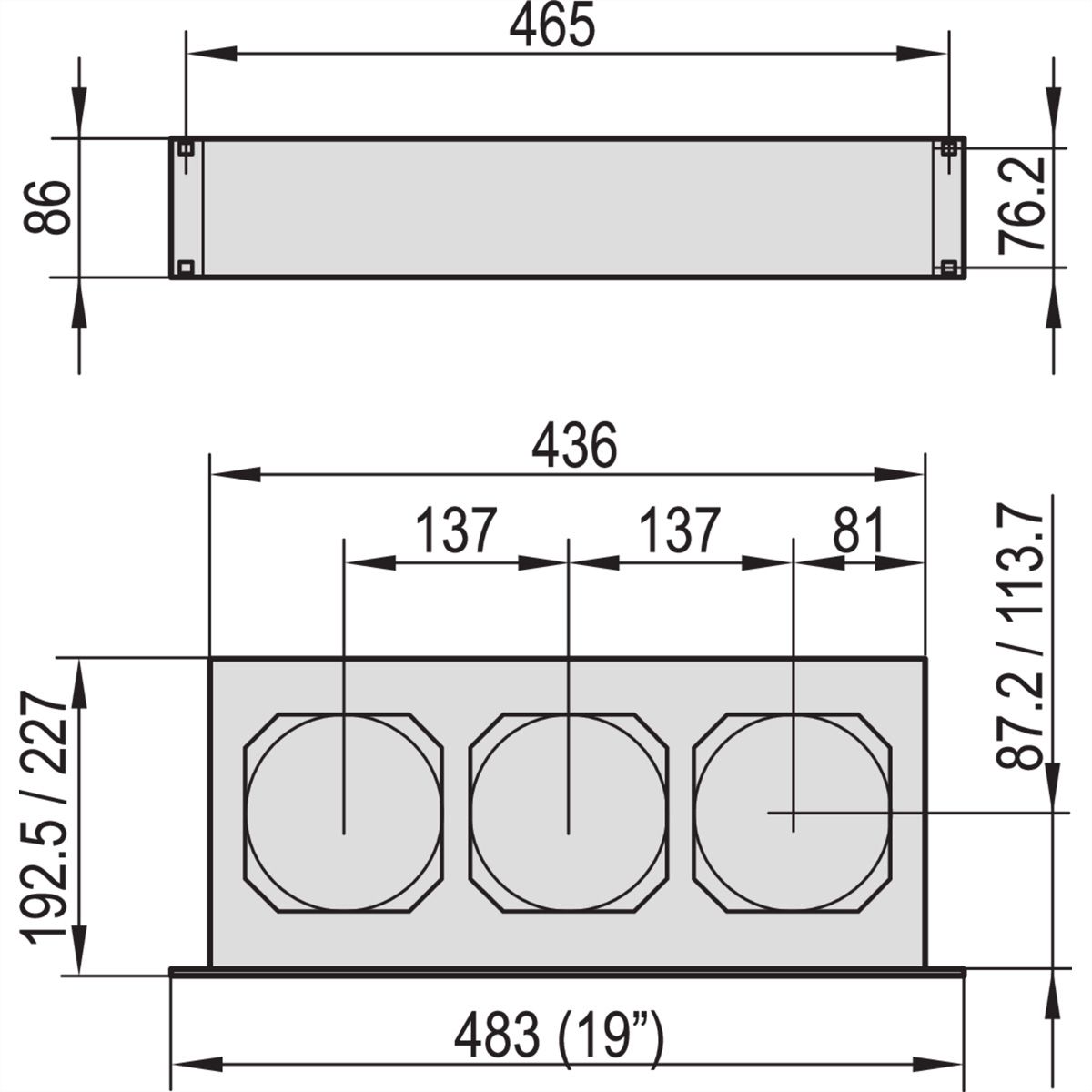 SCHROFF 19" Drucklüfter 2 HE für Kartentiefe 160 mm - DRUCKLUEFTER 160 2HE 24V