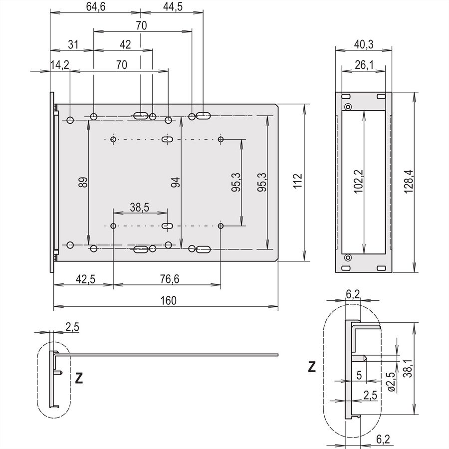 SCHROFF Laufwerkkassette mit U-Frontprofil geschirmt 1 x 3 1/2", 3 HE vertikal - LAUFWERKSKAS.3HE 8TE 3,5"