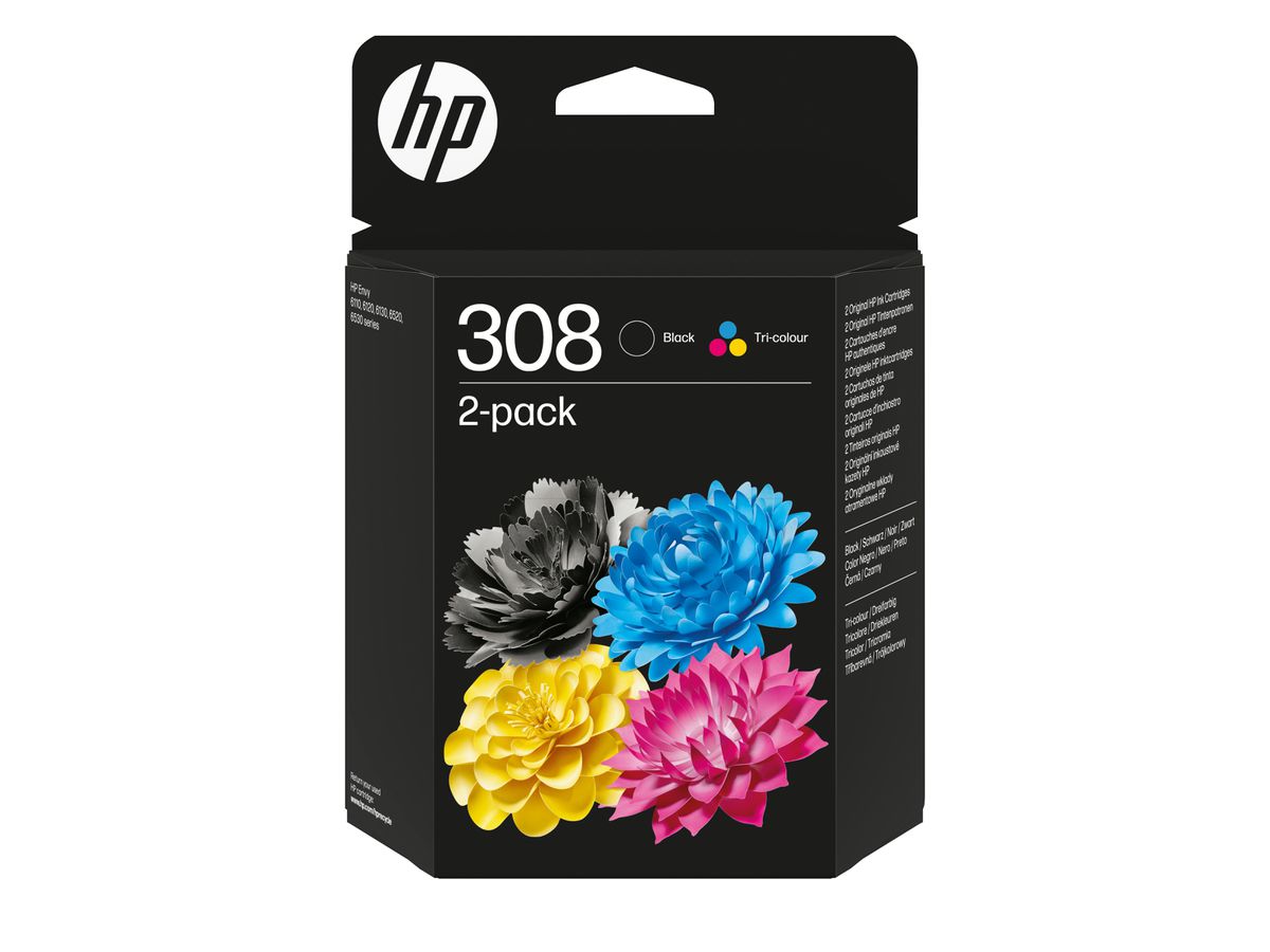 HP 308 2er-Pack Schwarz/Cyan/Magenta/Gelb Original Druckerpatronen-Kombipackung
