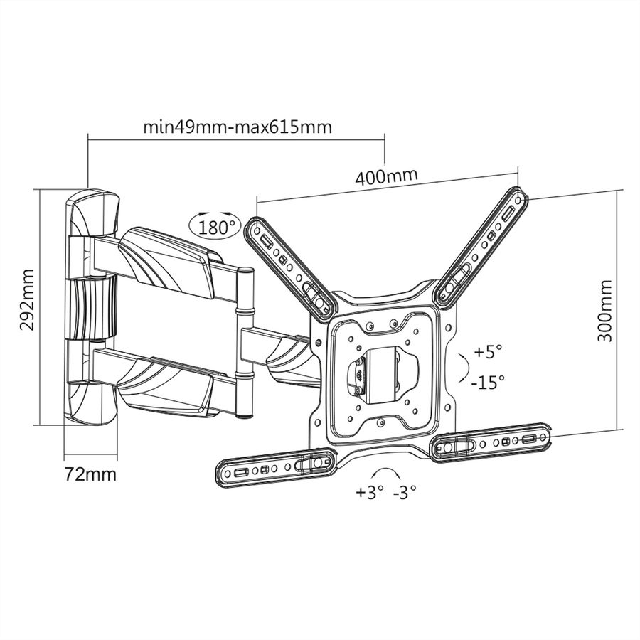 VALUE LCD-/TV-Wandhalterung, 4 Gelenke, bis 55 Zoll, bis 35 kg