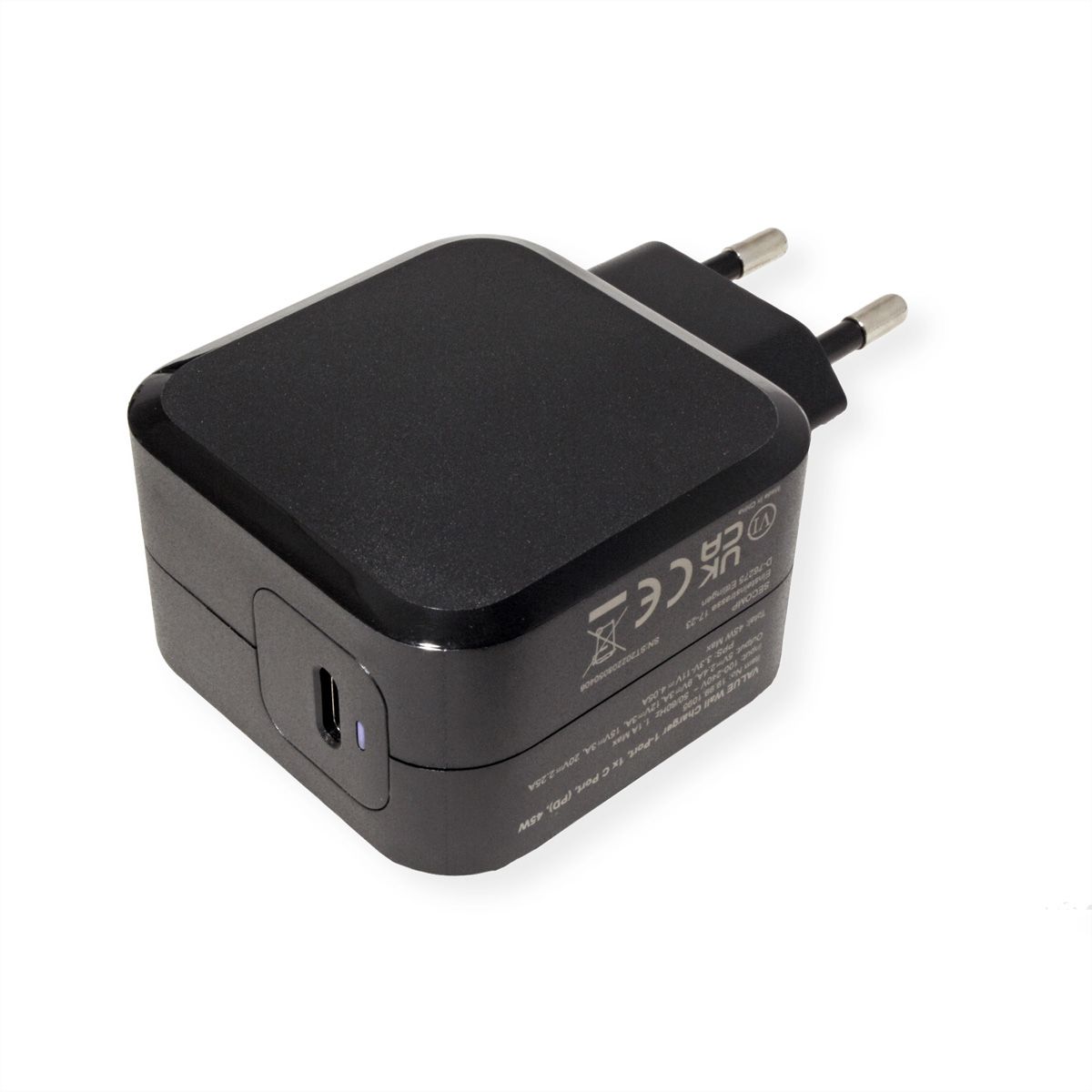 VALUE USB Charger mit Euro-Stecker, 1 Port (Typ-C PD), 45W