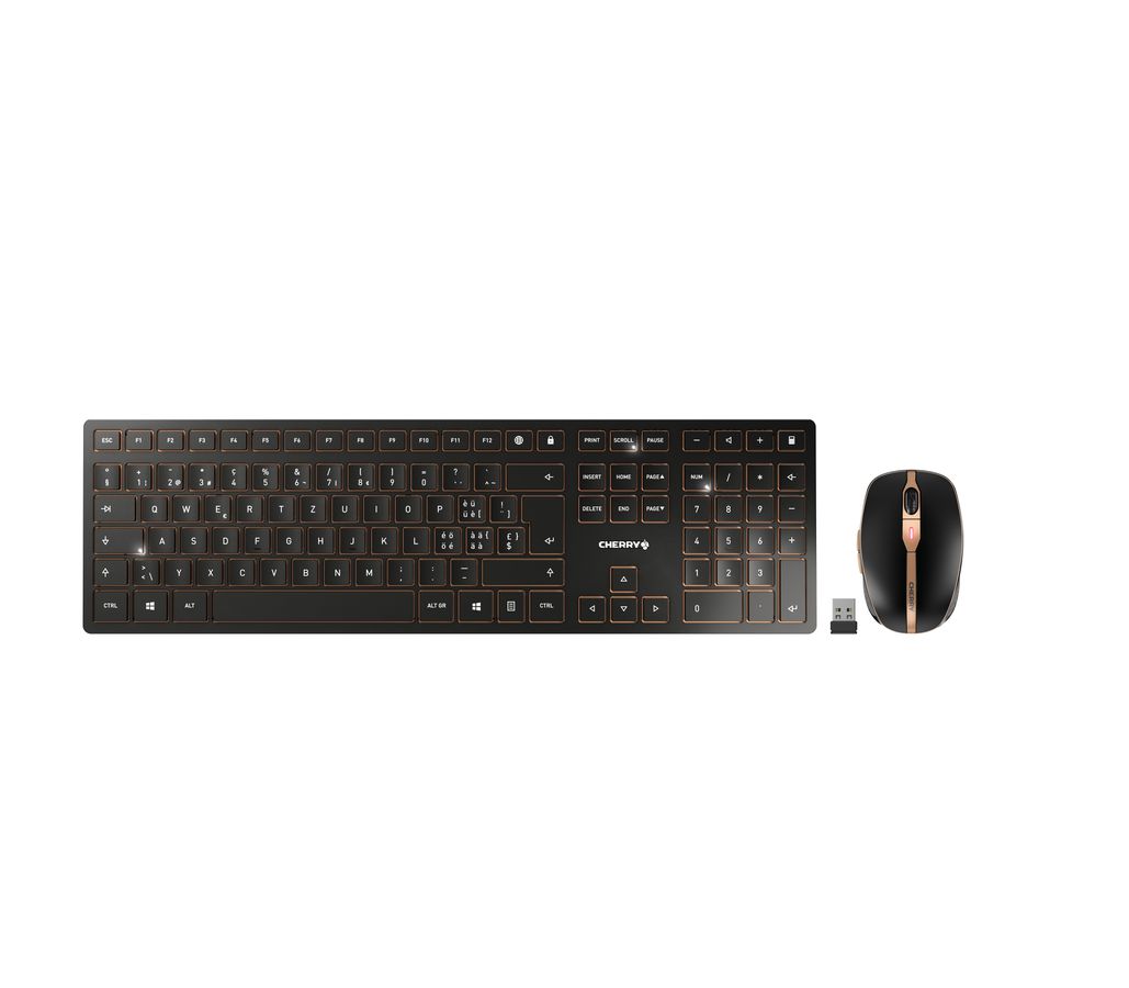CHERRY DW 9100 SLIM Tastatur Maus enthalten Universal RF Wireless + Bluetooth QWERTZ Schweiz Schwarz