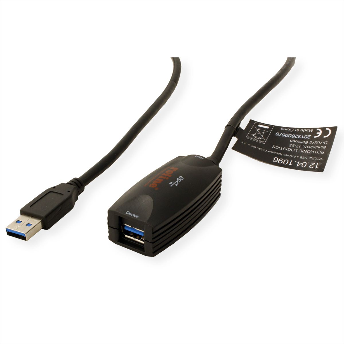 ROLINE USB 3.2 Gen 1 Aktives Repeater Kabel, schwarz, 5 m
