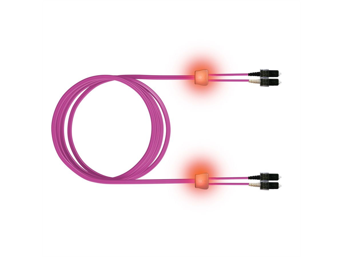EasyLan LWL-LED-Patchkabel duplex 50/125µm OM4, SC/SC, violett, 1 m