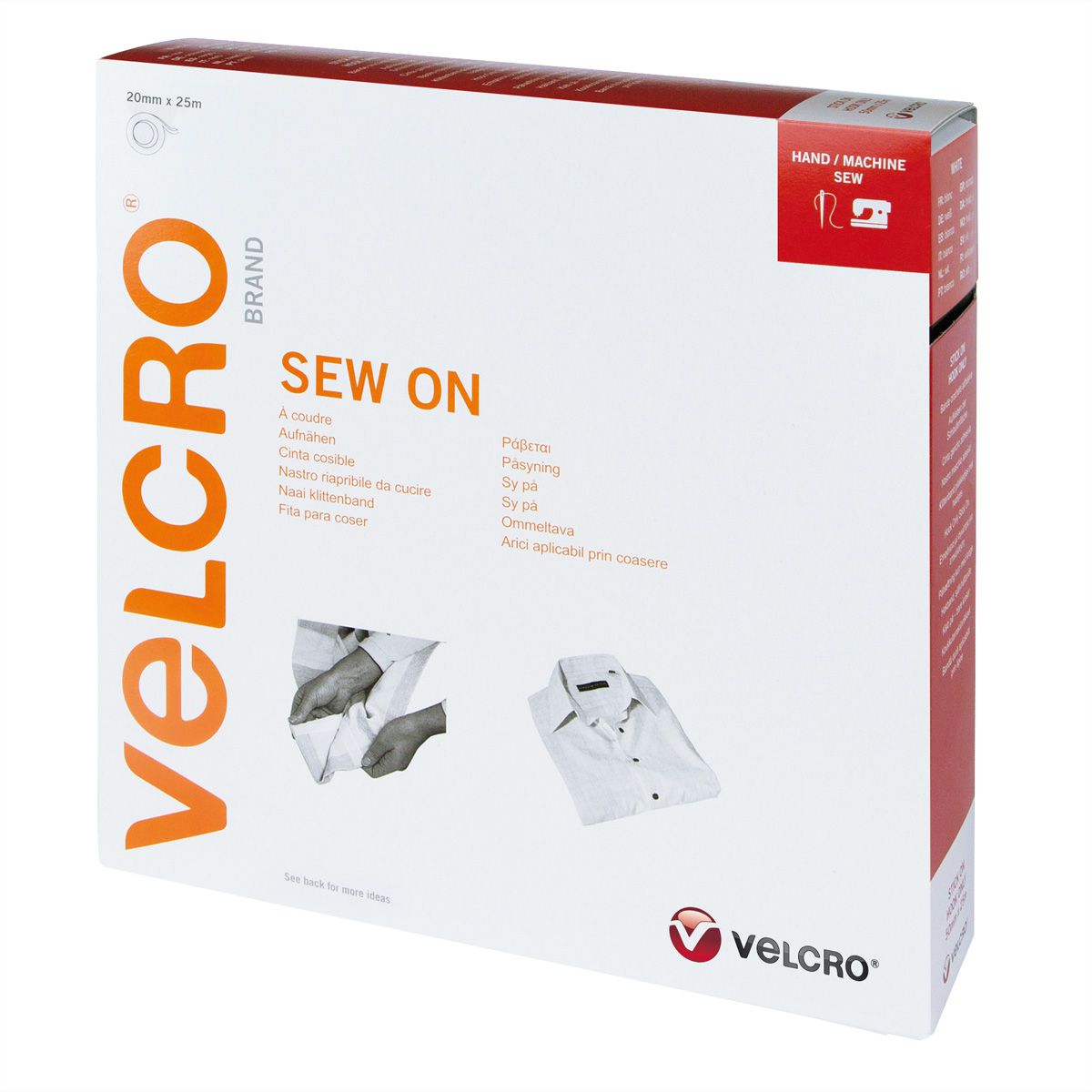 VELCRO® Klettband zum Aufnähen, Haken & Flausch 20mm x 25m Weiß