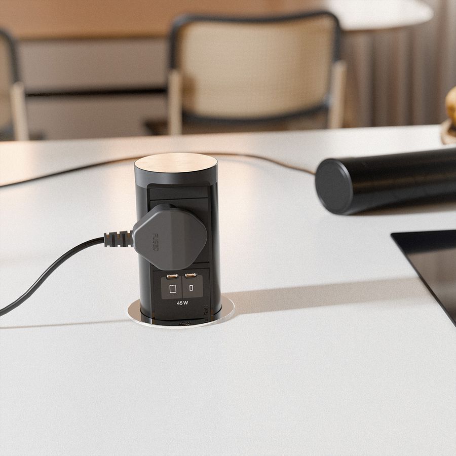 BACHMANN ELEVATOR2 1xUK 1xUSB, 1xUSB C/C 45W Edelstahl-Optik L=2m UK13A