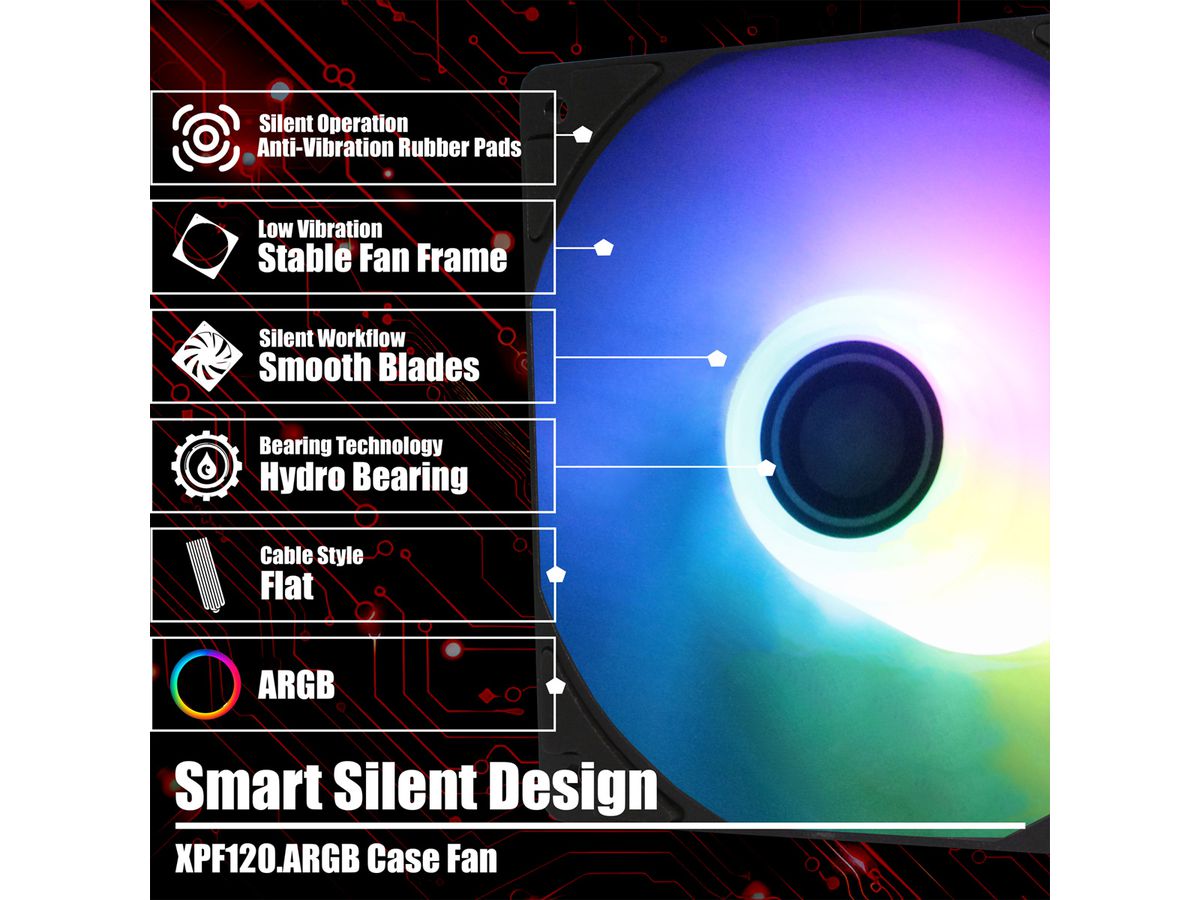 Xilence XPF120.ARGB 120mm PWM Gehäuselüfter, ARGB LED