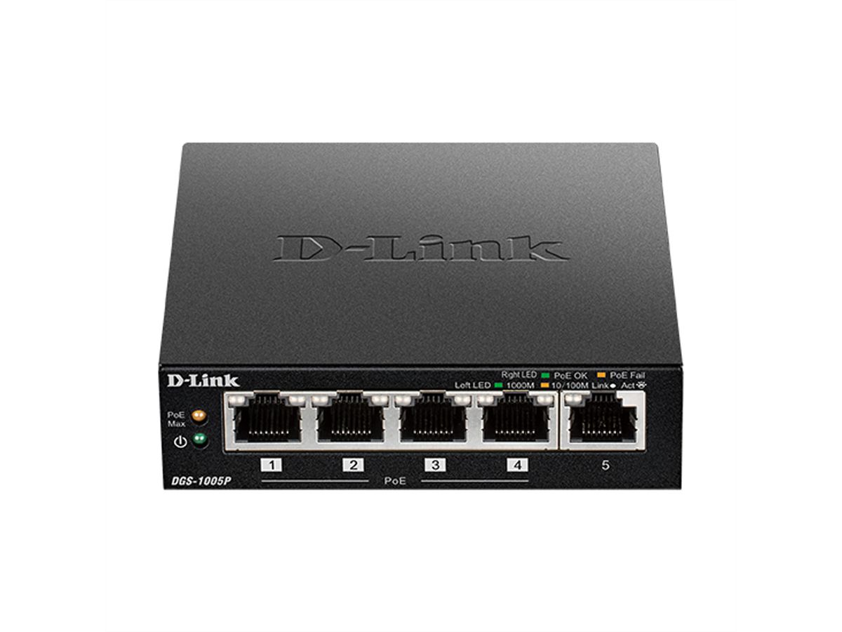 D-Link DGS-1005P/E 5-Port PoE+ Switch Gigabit 4 PoE+ Ports 60W