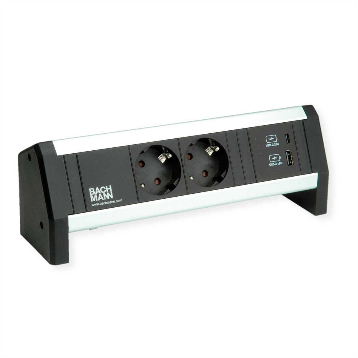 BACHMANN DESK 2xSchutzkontakt 1xUSB A&C, USB Charger 22W Charger, GST18