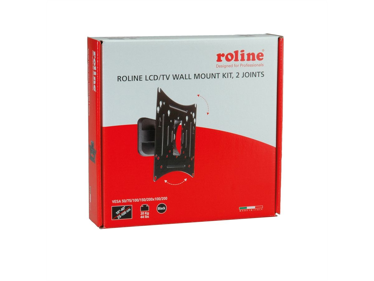 ROLINE LCD/TV-Wandhalterung, 2 Drehpunkte, 10-40 Zoll, bis 20 kg
