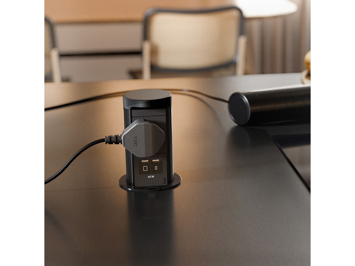 BACHMANN ELEVATOR2 1xUK, 1xUSB C/C 45W RAL9005 0,5m ISV