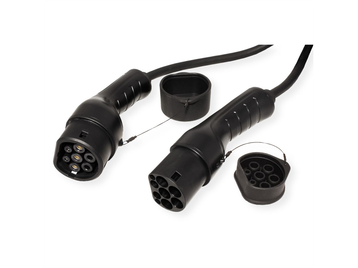 ROLINE E-Auto Ladekabel Typ2, 1-phasig, 250VAC (1P+N+E), 32 A, 7,4 kW, 3 m