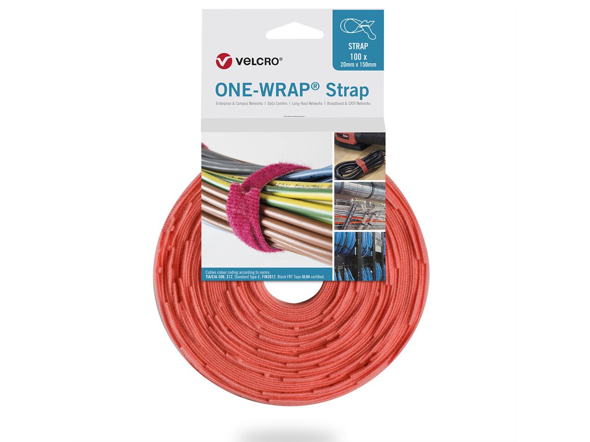 VELCRO® One Wrap® Strap 20mm x 230mm, 100 Stück, orange