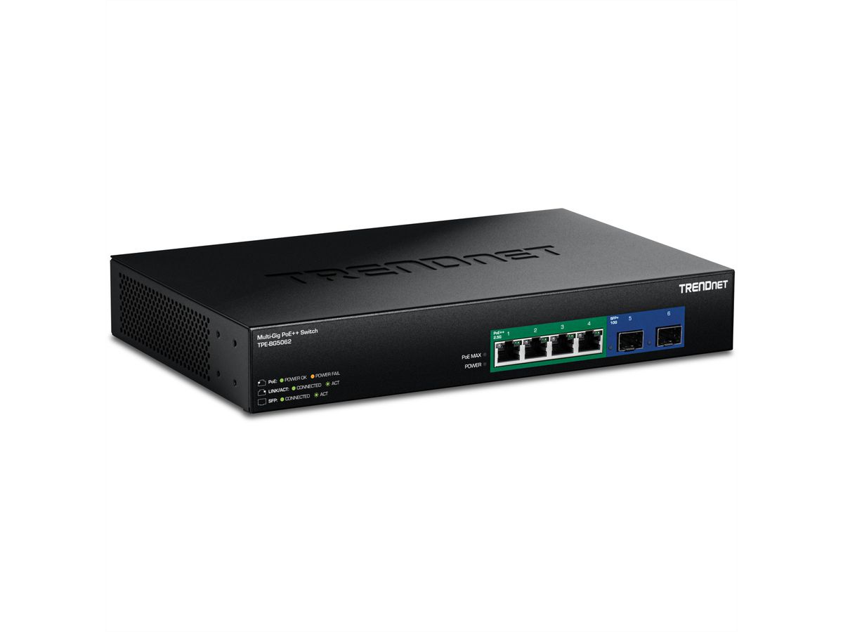 TRENDnet TPE-BG5062 6-Port Switch 240W 2.5G GaN Power PoE++ mit 10G SFP+ Port