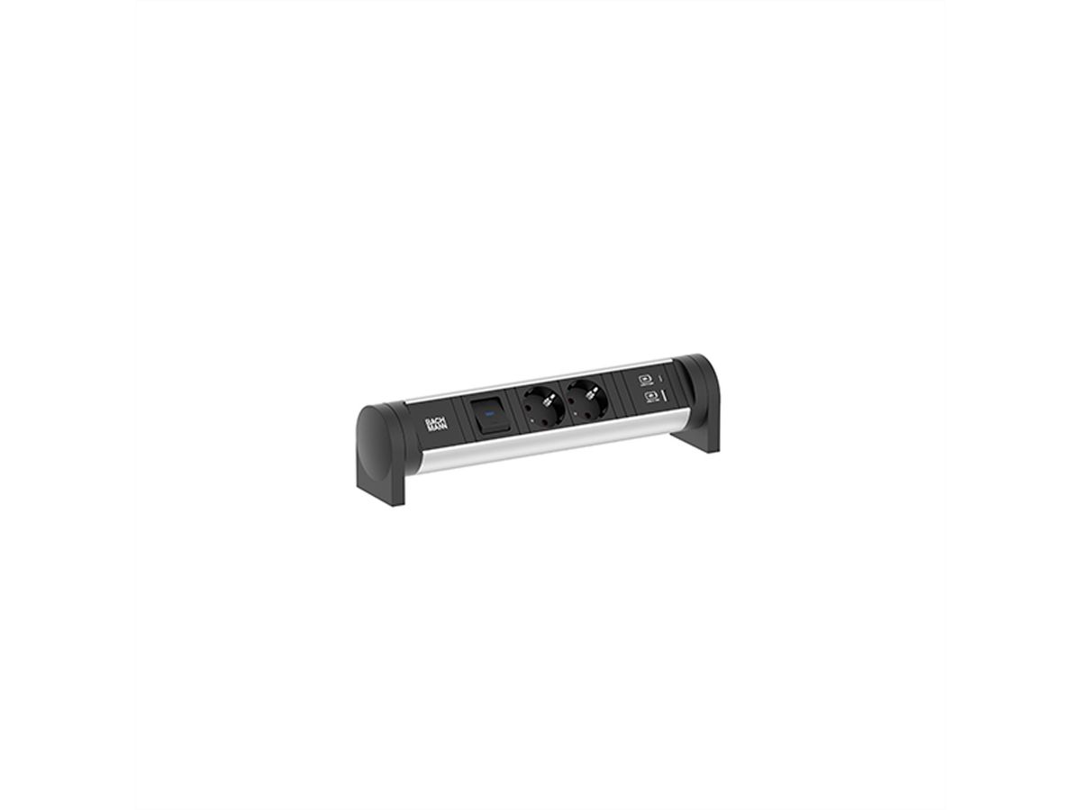 BACHMANN CYCLE Desk 2xCEE7/3 1xSchalter 1xUSB A/C 22W 0,2m GST18