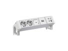 BACHMANN DESK2 ALU WHITE 2xCEE7/3 1xSchalter 1xUSB A/C 22W 0,2m