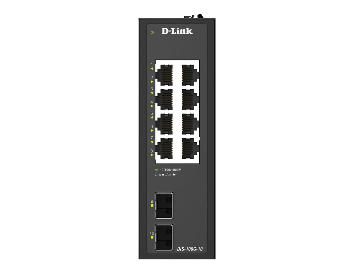 D-Link DIS-100G-10 10-Port Switch Industrial Gigabit 4x Rj45 + 2x SFP