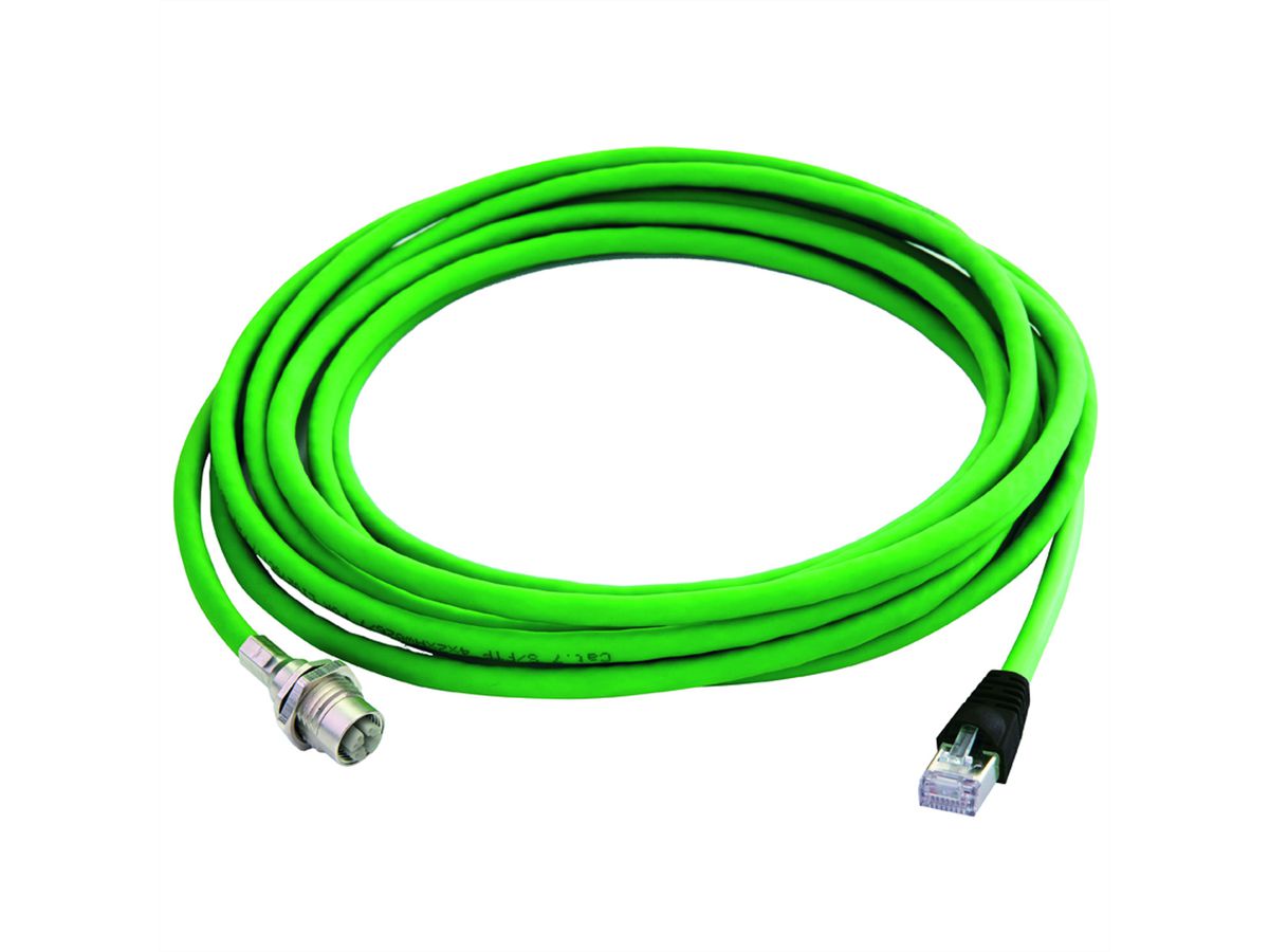TELEGÄRTNER STX M12x1-RJ45 VL X-kod. Cat.6A, CS01CP05B-SFTP2607C7-1PUR-A0500, 5 m