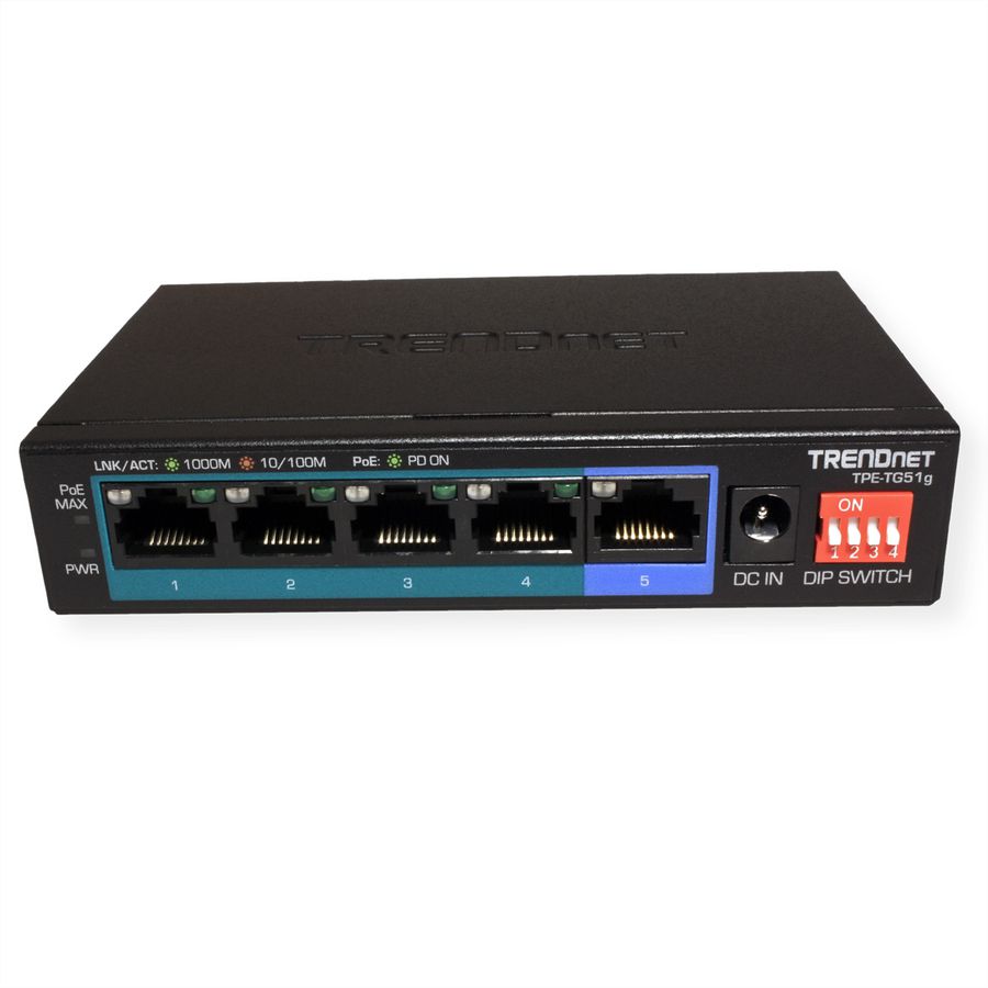 TRENDnet TPE-TG51G 5-Port PoE+ Switch Gigabit 60W