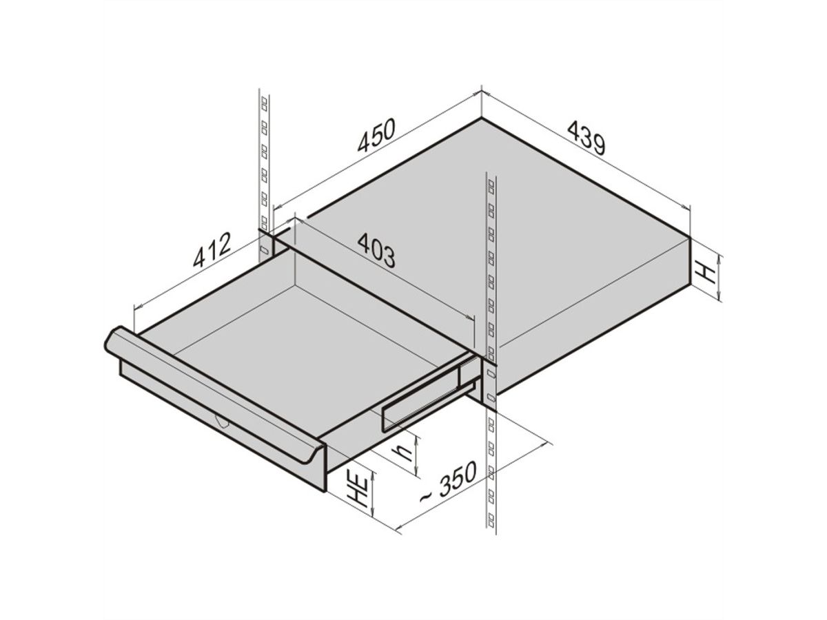 SCHROFF 19"-Schubfach - SCHUBFACH 19" 3HE ELOX.