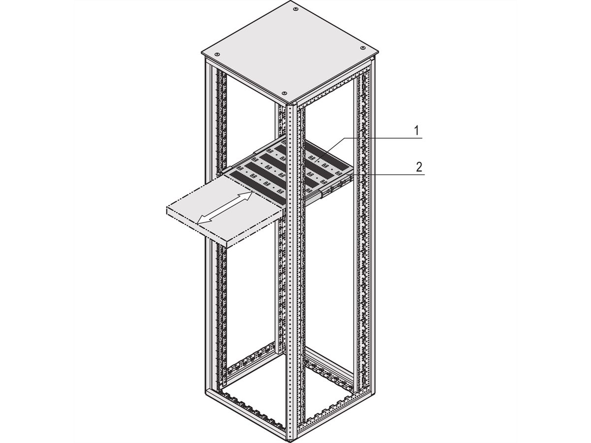 SCHROFF VARISTAR 19"-Fachboden, ausziehb., 30kg Tragl., mit Teleskopschienen