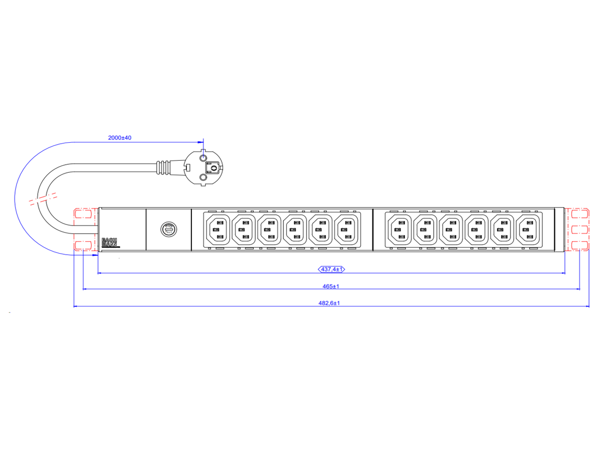 BACHMANN 19" 1HE 12xC13 2,0m CEE7/7