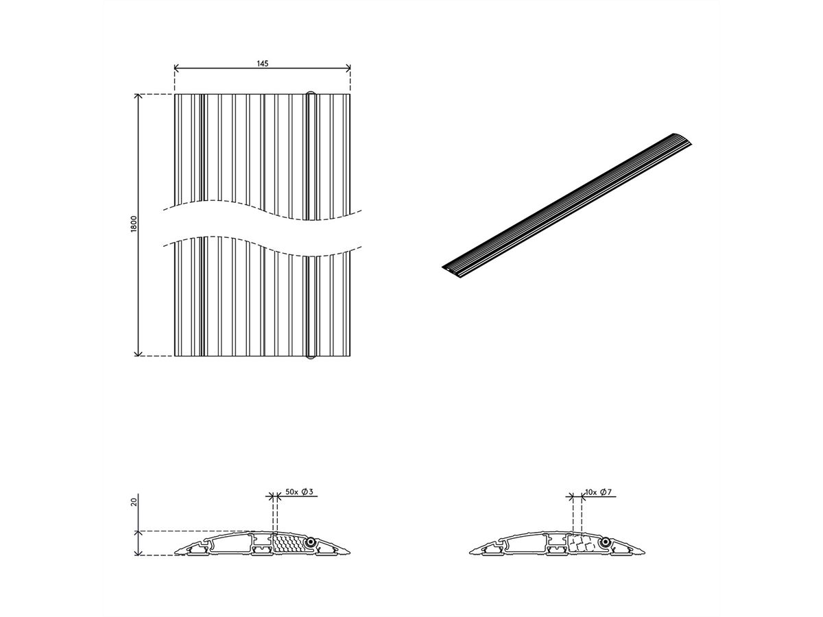 DATAFLEX Addit Kabelschutz, gerade 432, silberfarben, 180 cm